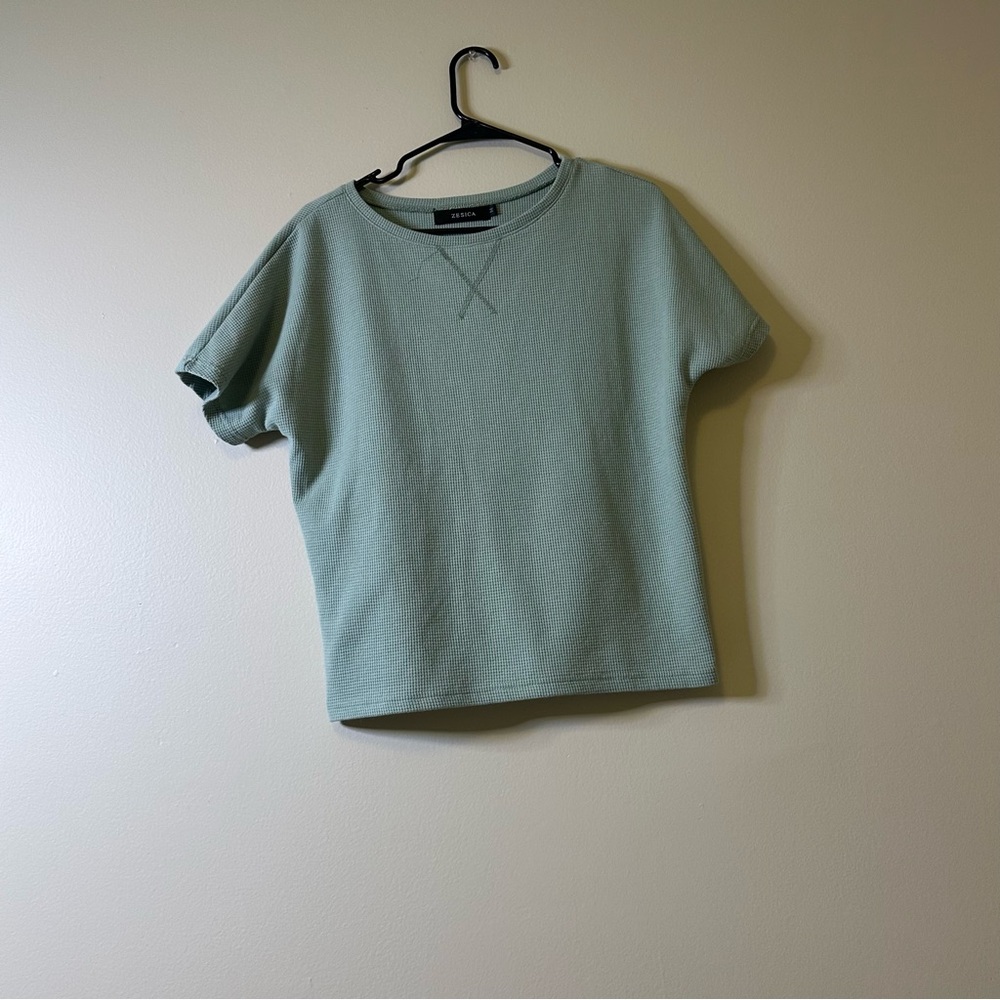Green Relaxed Boxy Short Sleeve Sweatshirt